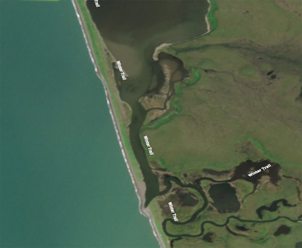 Kotlik Lagoon in August, closed off from the sea