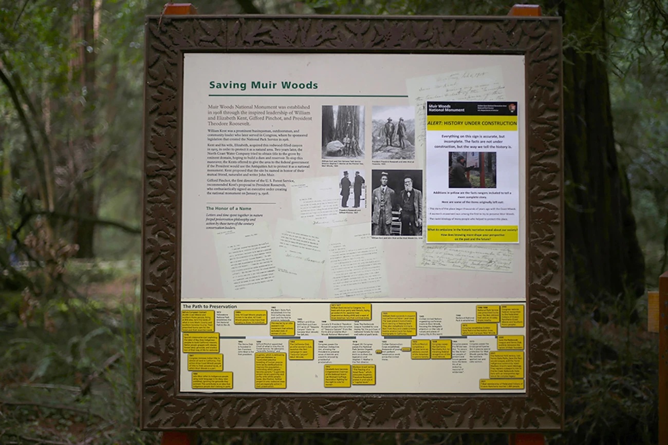 The same sign with the added history in yellow
