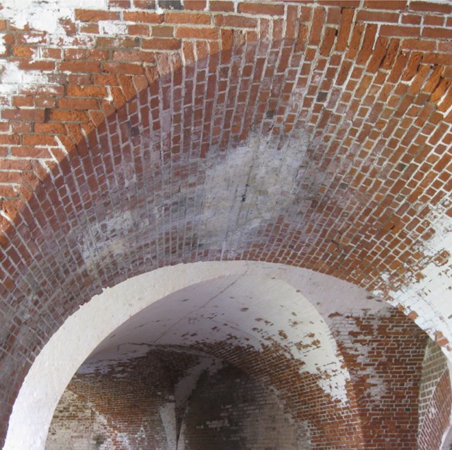 Bricks and mortar of arched casemate