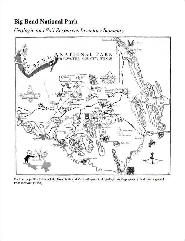 Cover of the park's geologic report, with a map