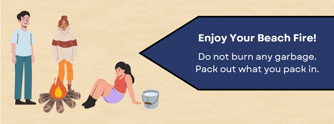 Infographic of three people around a campfire with a bucket of water.