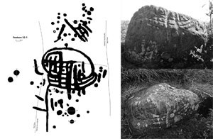 photo Illustration next to photos of rock art.