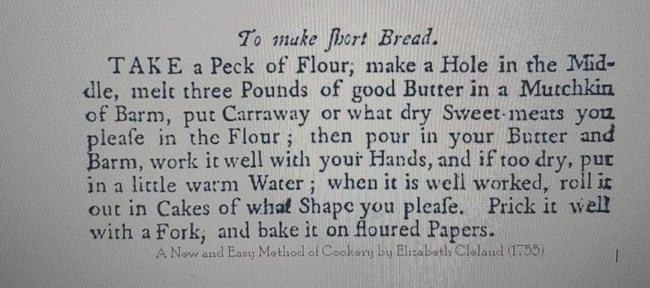 An old recipe in faded black print.
